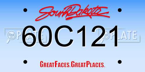 60C121 South Dakota License Plate