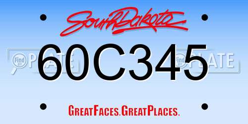 60C345 South Dakota License Plate