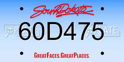 60D475 South Dakota License Plate