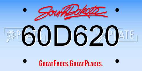 60D620 South Dakota License Plate