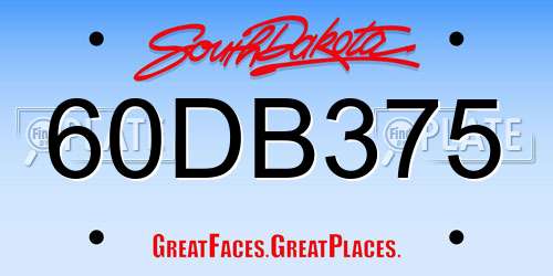 60DB375 South Dakota License Plate