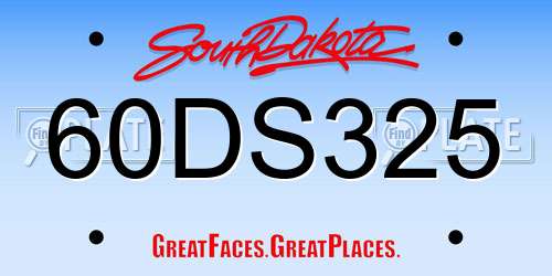 60DS325 South Dakota License Plate
