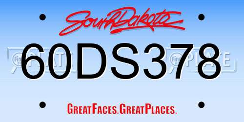 60DS378 South Dakota License Plate