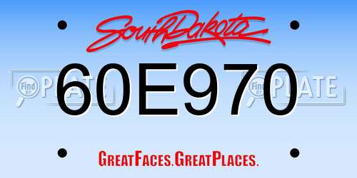 60E970 South Dakota License Plate