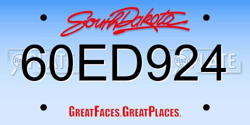 60ED924 South Dakota License Plate