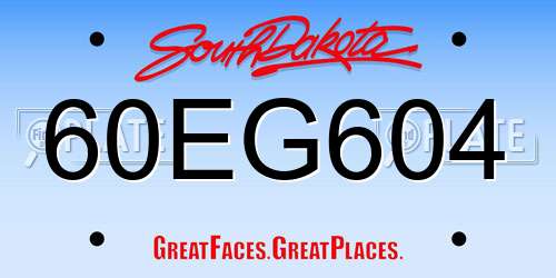 60EG604 South Dakota License Plate