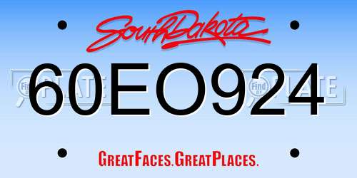 60EO924 South Dakota License Plate