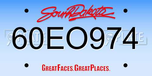 60EO974 South Dakota License Plate