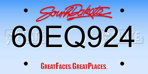 60EQ924 South Dakota License Plate