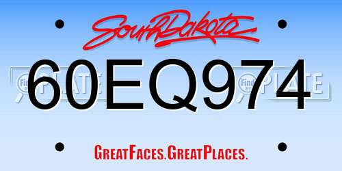 60EQ974 South Dakota License Plate