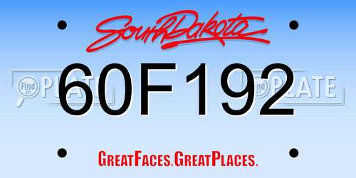 60F192 South Dakota License Plate