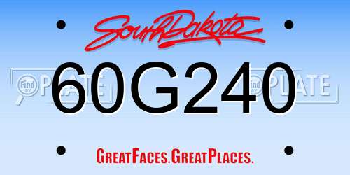 60G240 South Dakota License Plate