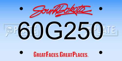 60G250 South Dakota License Plate