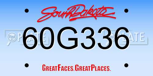 60G336 South Dakota License Plate