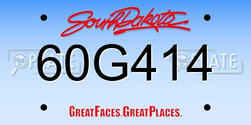 60G414 South Dakota License Plate