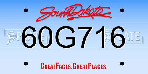 60G716 South Dakota License Plate