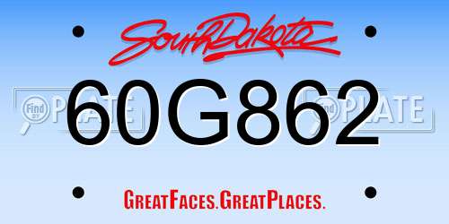 60G862 South Dakota License Plate