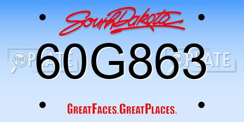 60G863 South Dakota License Plate