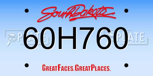 60H760 South Dakota License Plate