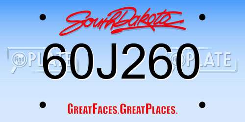 60J260 South Dakota License Plate
