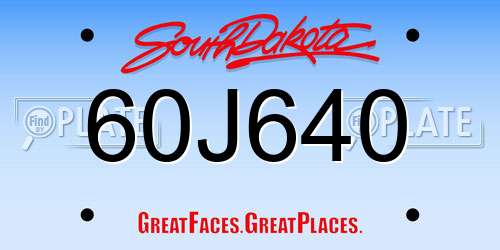 60J640 South Dakota License Plate