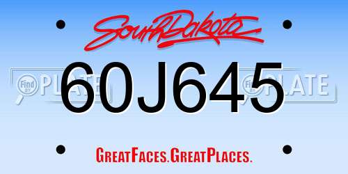 60J645 South Dakota License Plate
