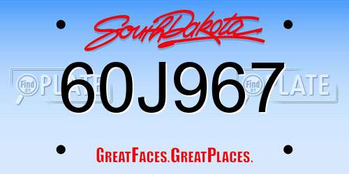 60J967 South Dakota License Plate