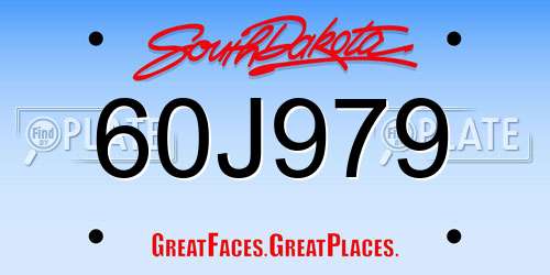 60J979 South Dakota License Plate