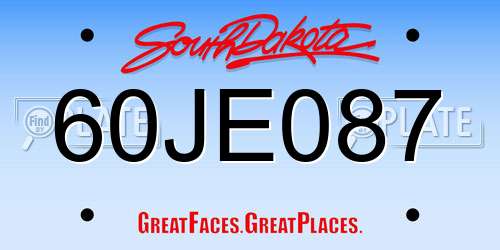 60JE087 South Dakota License Plate