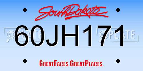60JH171 South Dakota License Plate