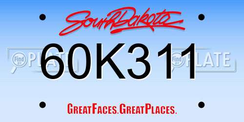 60K311 South Dakota License Plate