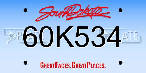 60K534 South Dakota License Plate