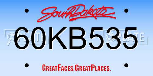 60KB535 South Dakota License Plate