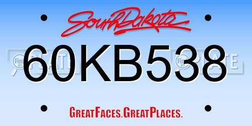 60KB538 South Dakota License Plate