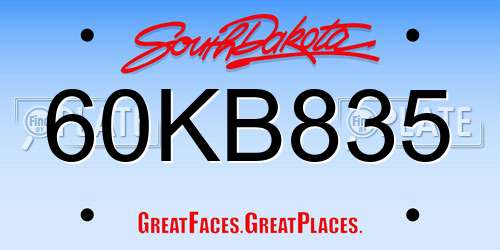 60KB835 South Dakota License Plate