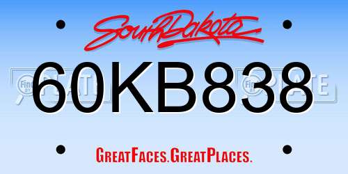 60KB838 South Dakota License Plate