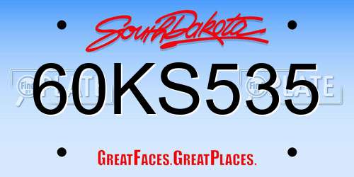 60KS535 South Dakota License Plate