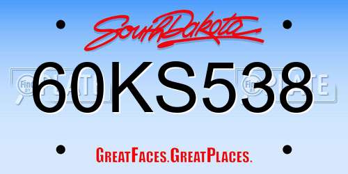 60KS538 South Dakota License Plate