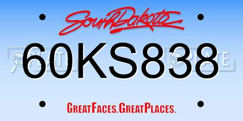 60KS838 South Dakota License Plate