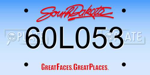 60L053 South Dakota License Plate
