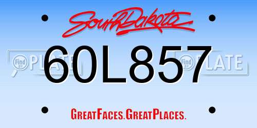 60L857 South Dakota License Plate