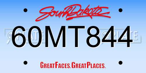 60MT844 South Dakota License Plate