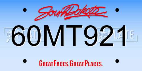 60MT921 South Dakota License Plate