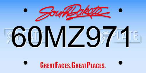 60MZ971 South Dakota License Plate