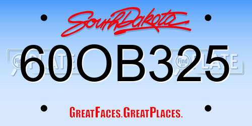 60OB325 South Dakota License Plate