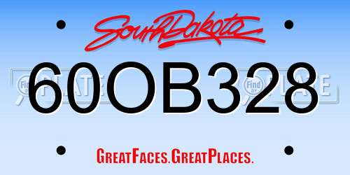 60OB328 South Dakota License Plate