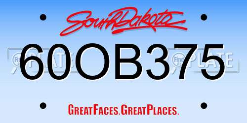 60OB375 South Dakota License Plate