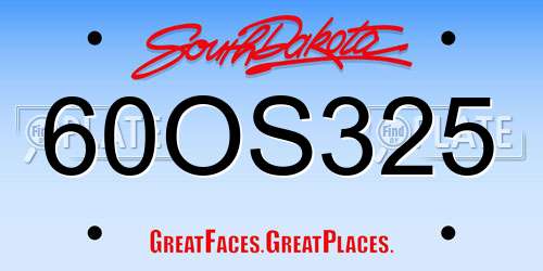60OS325 South Dakota License Plate