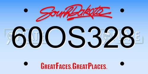 60OS328 South Dakota License Plate