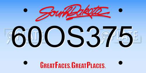 60OS375 South Dakota License Plate